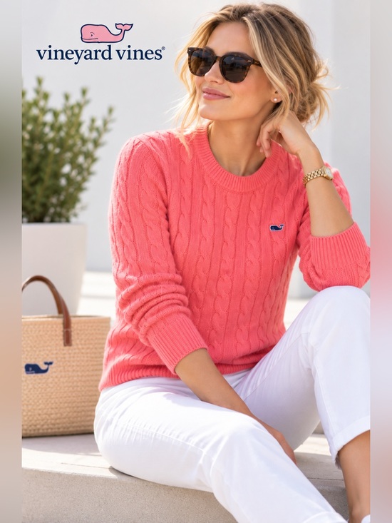 Vineyard Vines Sweaters - NWT Vineyard Vines Coral Pink Cable Crewneck Sweater.